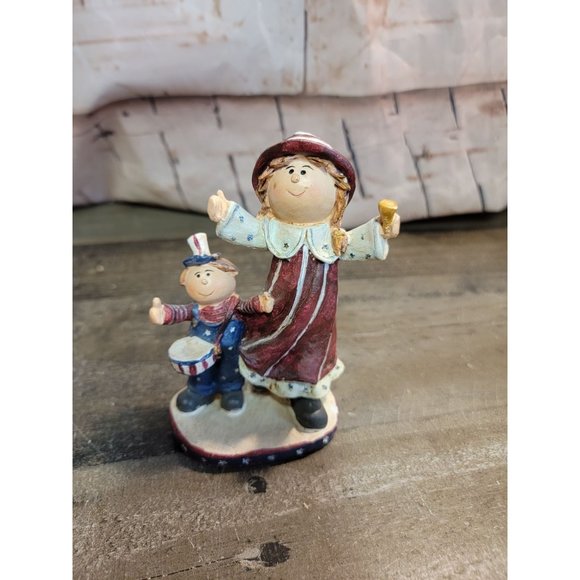 Boy girl Drummer July 4th American flag USA figure decor 2009 - Picture 1 of 4